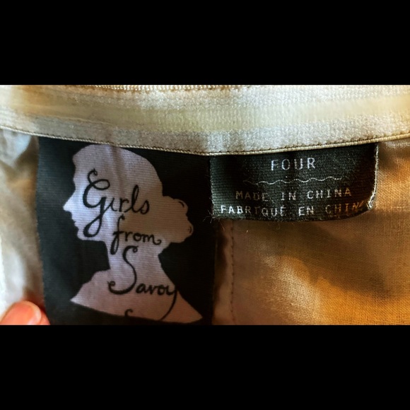 Anthropologie Girls of Savoy White top with Navy polka dots size 4 - Picture 5 of 5